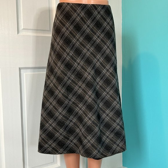 Isda & Co. wool blend plaid midi a-line skirt (size 10) - Picture 2 of 11